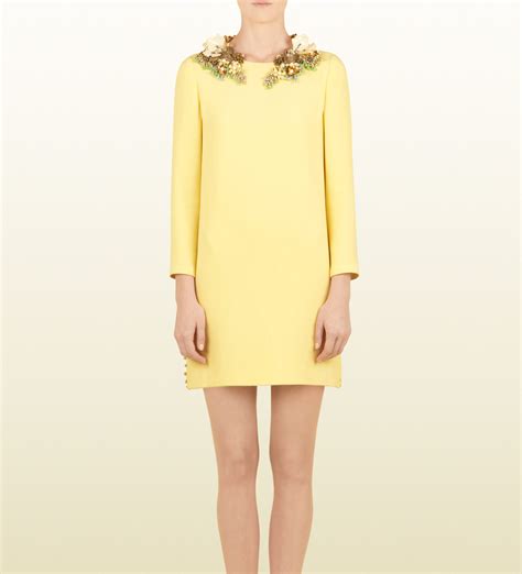 pale yellow gucci dress|Gucci floral dress.